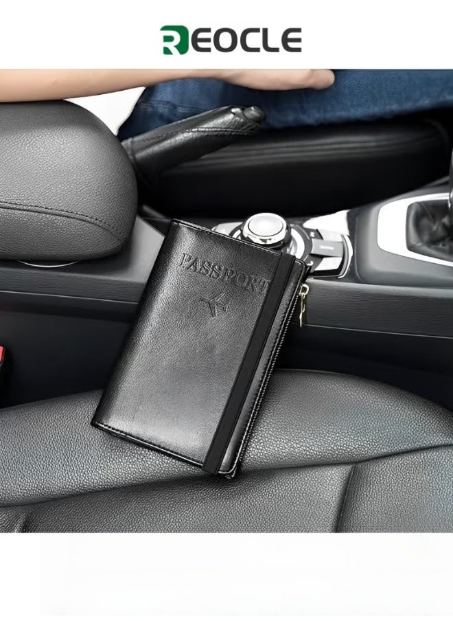 REOCLE Passport Holder Slim Travel Wallet RFID Blocking Card Case Cover Passport Cover Protector Travel Essentials with Credit Card Slots for Women & Men - Image 1
