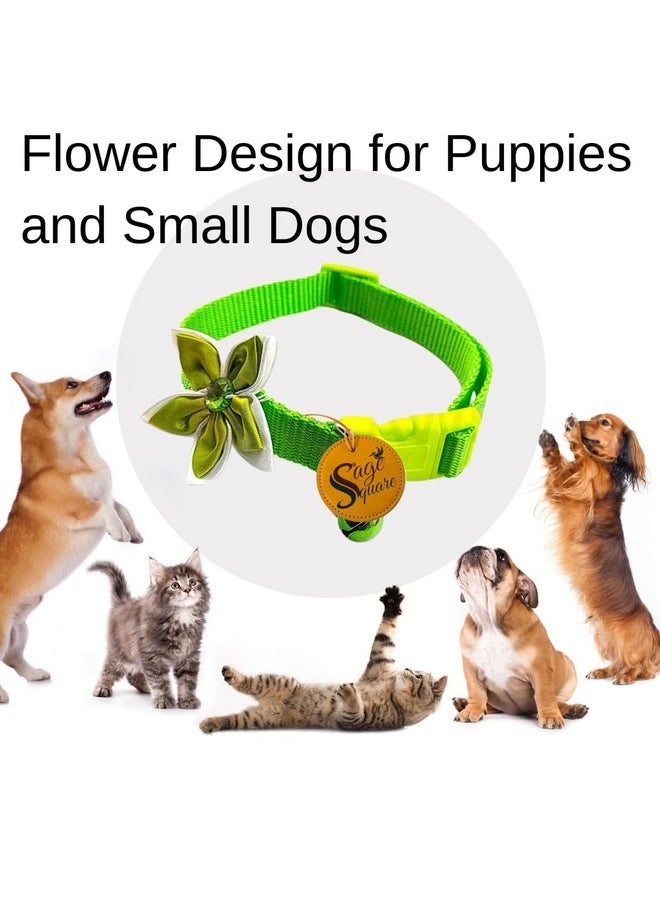 Sage Square Dog Collar With Flower- Adjustable Pet Collar For Dogs With Plastic Quick Release Buckle & Stylish Bell, Stylish Pattern, Soft Breathable Nylon For All Breeds Of Dogs & Cats (Random)  - Image 5