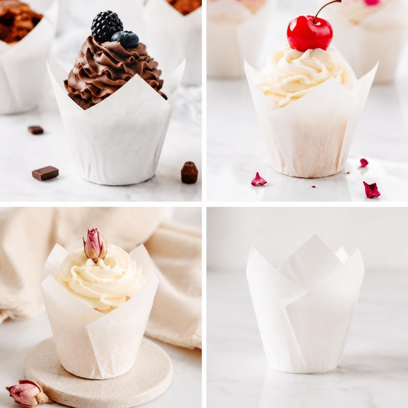 ورق كب كيك و المافين ابيض بريميوم – 100 قطعة، ورق خبز مثالي للكب كيك، المافين Premium White Paper Cupcake Cups, 100 Pcs – Baking Liners for Cupcakes, Muffins, Desserts. - Image 5
