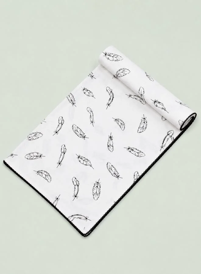 Mothers Choice Organic Cotton Feather Print Baby Swaddle Wrap