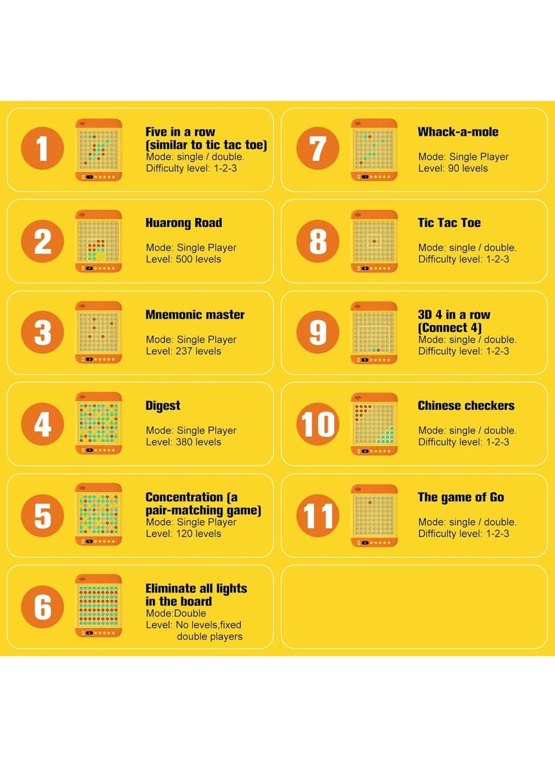 SOLARAE ألعاب لوحية ذكية، تحتوي على 11 لعبة لوحية، كونكت 4، الداما، إكس أو، لعبة لوحية إلكترونية بالذكاء الاصطناعي للاعبين 1-2 والأطفال من عمر 3 سنوات فما فوق، ألعاب رائعة للأطفال للعائلة، هدايا عيد ميلاد لجميع الأعمار - Image 4