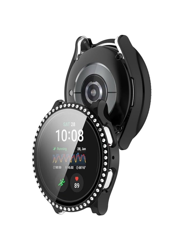 جراب Samsung Galaxy Watch 7 Bling - جراب واقٍ من الكريستال اللامع وأحجار الراين والماس وغطاء وجه صلب من البولي كربونات ومصد للصدمات لساعة 40 مم (أسود) - Image 3
