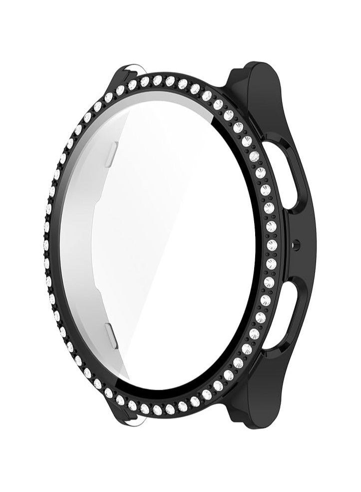 جراب Samsung Galaxy Watch 7 Bling - جراب واقٍ من الكريستال اللامع وأحجار الراين والماس وغطاء وجه صلب من البولي كربونات ومصد للصدمات لساعة 40 مم (أسود) - Image 4