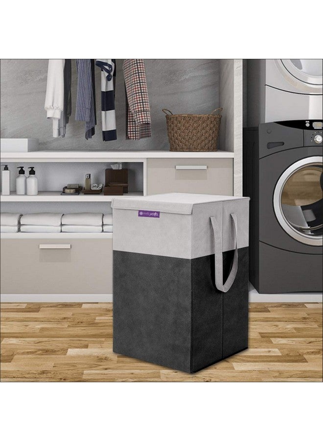 PrettyKrafts 75 L Non Woven Rectangular Foldable Large Laundry Bag/Basket With Lid & Handle, Freestanding Clothes Storage Organizer for Bedroom, Dorm (36x36x53cm, Black, Set of 2) - Image 5