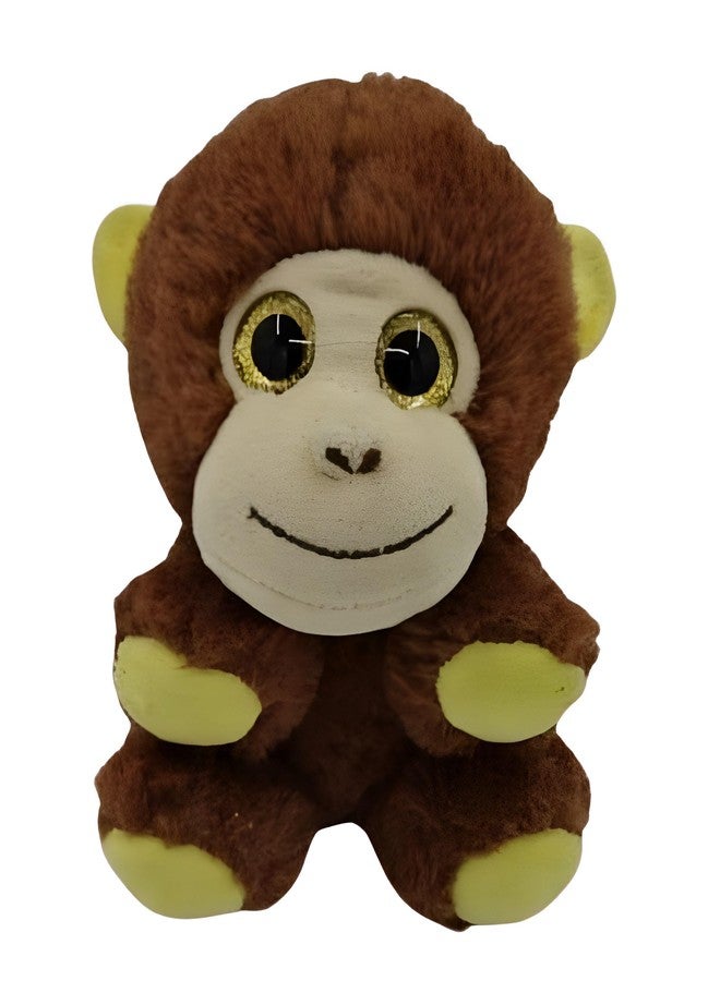 Tickles Cute Sitting Monkey Glitter Eyes Soft Stuffed Plush Animal Toy for Kids Boys & Girls Birthday Gift (Size: 15 cm Color: Brown) - Image 1