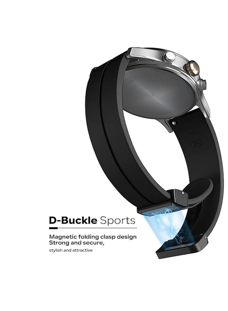 سوار ساعة سيليكون بإبزيم مغناطيسي مقاس 22 مم متوافق مع حزام مقاس 22 مم لساعة CMF Watch Pro/CMF Watch Pro 2 - (حزام فقط) أسود - Image 3