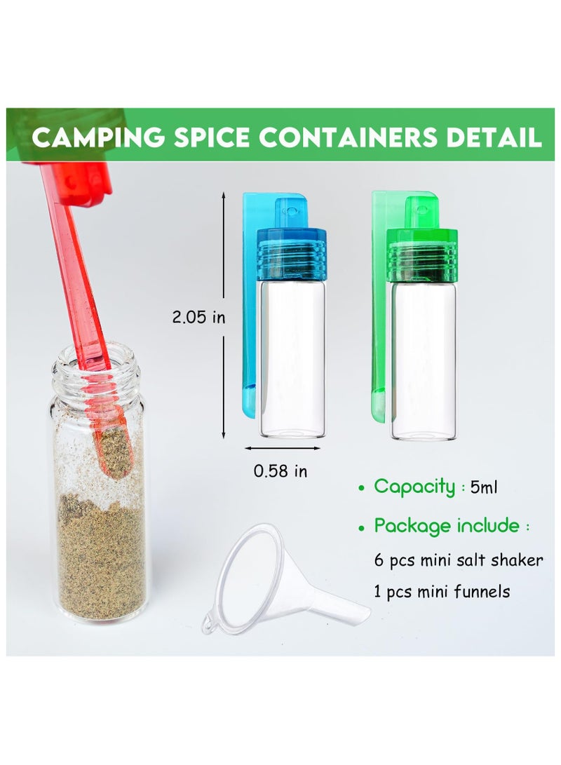 SYOSI حافظة بهارات محمولة، مجموعة 6 قطع من زجاج الملح والفلفل، مع ملعقة حافظة بهارات محمولة للسفر مع غطاء للتخييم والأنشطة الخارجية والسفر إلى المطبخ - Image 3