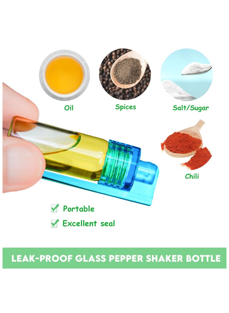 SYOSI حافظة بهارات محمولة، مجموعة 6 قطع من زجاج الملح والفلفل، مع ملعقة حافظة بهارات محمولة للسفر مع غطاء للتخييم والأنشطة الخارجية والسفر إلى المطبخ - Image 4