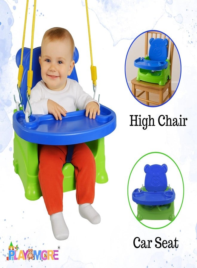 بلاي مور مقعد أرجوحة متعدد الأغراض للأطفال من بلايمور 6 في 1 - أرجوحة قابلة للتحويل، كرسي طعام، كرسي مرتفع، مقعد سيارة وأكثر - حزام أمان، صينية قابلة للإزالة - للأطفال الرضع والأطفال الصغار (أزرق وأخضر) - Image 2