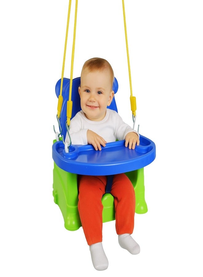 بلاي مور مقعد أرجوحة متعدد الأغراض للأطفال من بلايمور 6 في 1 - أرجوحة قابلة للتحويل، كرسي طعام، كرسي مرتفع، مقعد سيارة وأكثر - حزام أمان، صينية قابلة للإزالة - للأطفال الرضع والأطفال الصغار (أزرق وأخضر) - Image 1