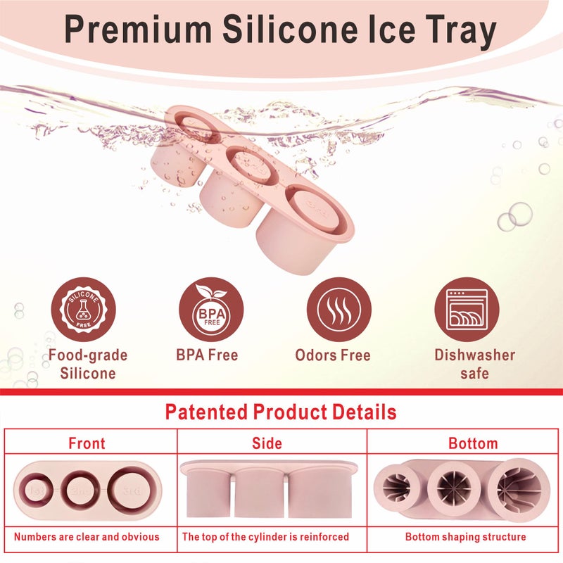 Rhewatin 1pc Tumbler Ice Tray for Stanley/Yeti/Simple Modern etc. 40oz Tumblers, Silicone Ice Cube Tray for Tumblers with Bin and Lid, Pink - Image 4