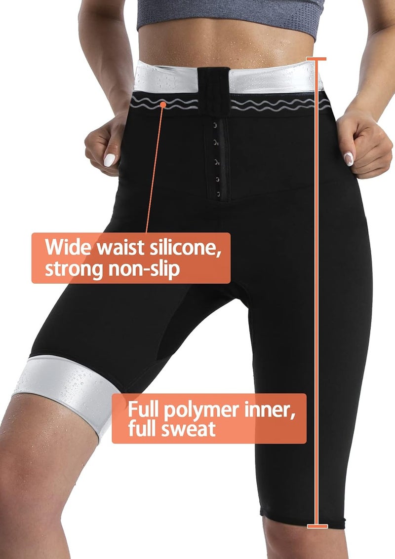 QZSH Sauna Pants Women Sweat Capris Slimming Leggings,Mesh Crotch,High Waist Workout Body Shaper Suits - Image 4