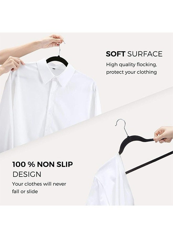 رولستيمي شماعات مخملية من 50 قطعة ، شماعات غير قابلة للانزلاق-موفرة للمساحة ، أسود - Image 2