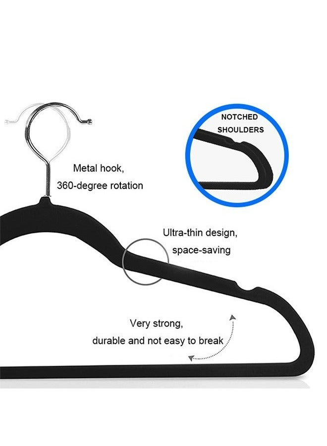 رولستيمي شماعات مخملية من 50 قطعة ، شماعات غير قابلة للانزلاق-موفرة للمساحة ، أسود - Image 4