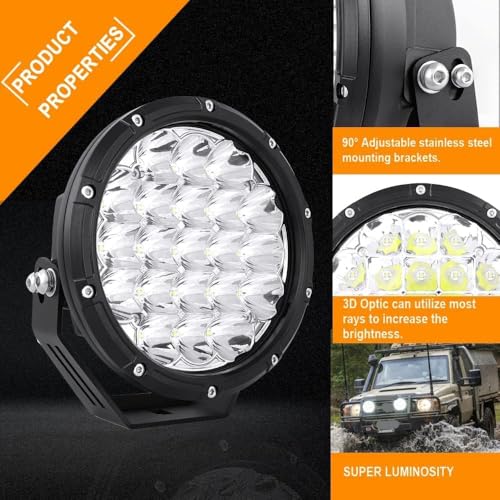 BIGLION.X BIGLIONX Round LED Offroad Lights 7inch 2pcs 210W 32000LM LED Off Road Light Super Bright Amber Offroad Lights Driving Light Spot Light Bar with Wiring Harness IP68 for Trucks Pickup ATV UTV SUV - Image 3