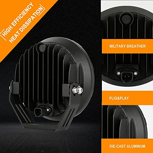 BIGLION.X BIGLIONX Round LED Offroad Lights 7inch 2pcs 210W 32000LM LED Off Road Light Super Bright Amber Offroad Lights Driving Light Spot Light Bar with Wiring Harness IP68 for Trucks Pickup ATV UTV SUV - Image 4