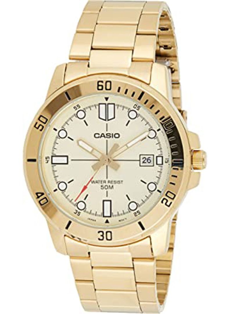 CASIO Men's Water Resistant Analog Watch MTP-VD01G-9EVUDF - 45 mm - Gold - Image 1