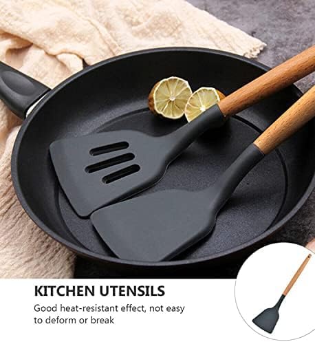 GAMAHA Silicone Kitchen Spatula and Utensils Spoon Set Cooking Baking Set 12 Pcs NonStick with Wooden HandleBPA Free Heat Resistant Item Non Toxic Silicon Cookware Tools - Image 2
