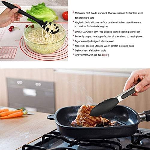 GAMAHA Silicone Kitchen Spatula and Utensils Spoon Set Cooking Baking Set 12 Pcs NonStick with Wooden HandleBPA Free Heat Resistant Item Non Toxic Silicon Cookware Tools - Image 5
