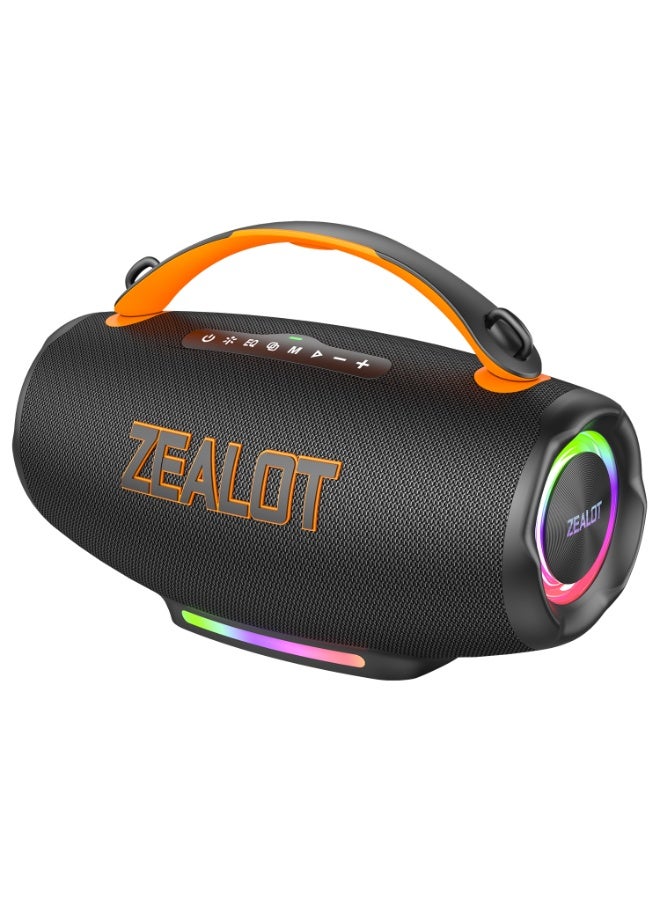 زيلوت سماعة بلوتوث محمولة ZEALOT S167 بقوة 200 واط، مضادة للماء بمعيار IPX7، مع مضخم صوت خارجي وبطارية سعة 24000 مللي أمبير، صوت ستيريو لاسلكي غني بالباس - Image 2