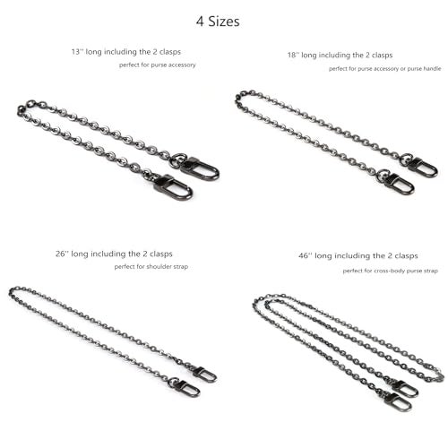 Xiazw Mini Copper Purse Chain Shoulder Crossbody Strap Bag Accessories Charm Decoration (Black, 13'') - Image 2
