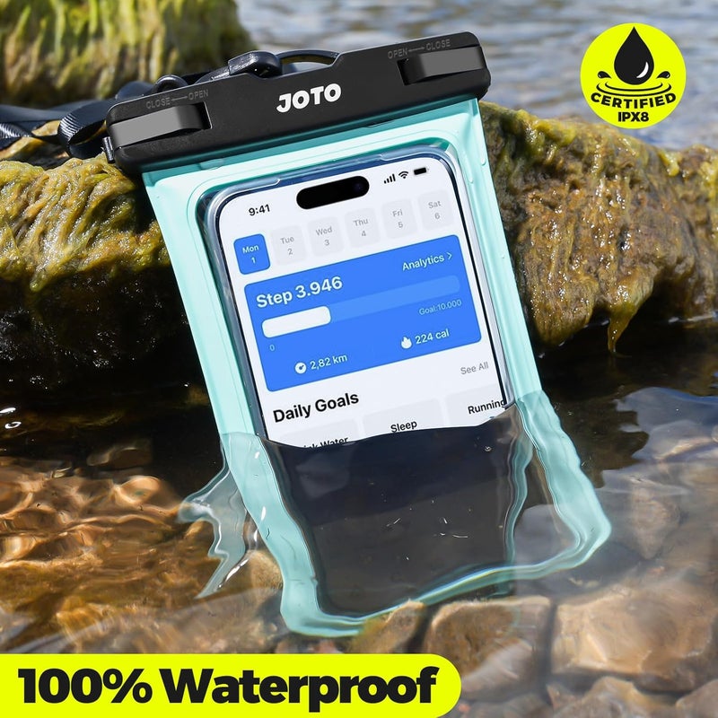 JOTO Universal Waterproof Pouch Case for iPhone 17 Air 16 15 14 13 Plus Pro Max, IPX8 Cellphone Dry Bag 12 11 Pro Max XR X 8 7 6S Plus SE, Galaxy S23 S22 S21 S20+ Plus Note Pixel up to 7" -Green - Image 2