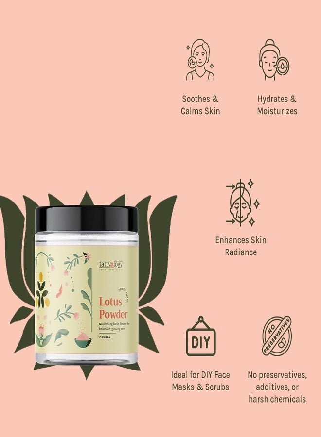 Tattvalogy Lotus Powder | Nelumbo Nucifera | 100% Pure & Natural | Powder for DIY Face Packs | Reduces Blackheads & Acne | Natural Conditioner for Hair | For Skin & Hair | In Plastic Jar - 125 GM - Image 4