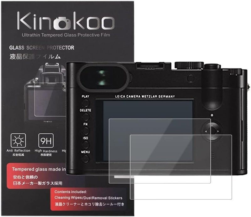 kinokoo Screen Protector for Leica Q Camera, 0.25mm 9H Hardness Tempered Glass Film Crystal Clear Leica Q Film Bubble-free/Anti-scratch(2 pack) - Image 1