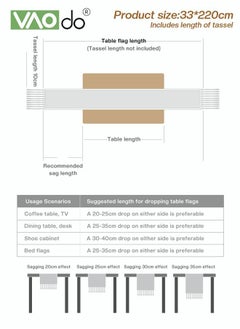 VAOdo Simple Table Runner Imitation Cotton and Linen Material Home Decoration with Tassel Table Mat Suitable For Tea Table Long Table Decorative Cloth Beige 33*220cm  - Image 5