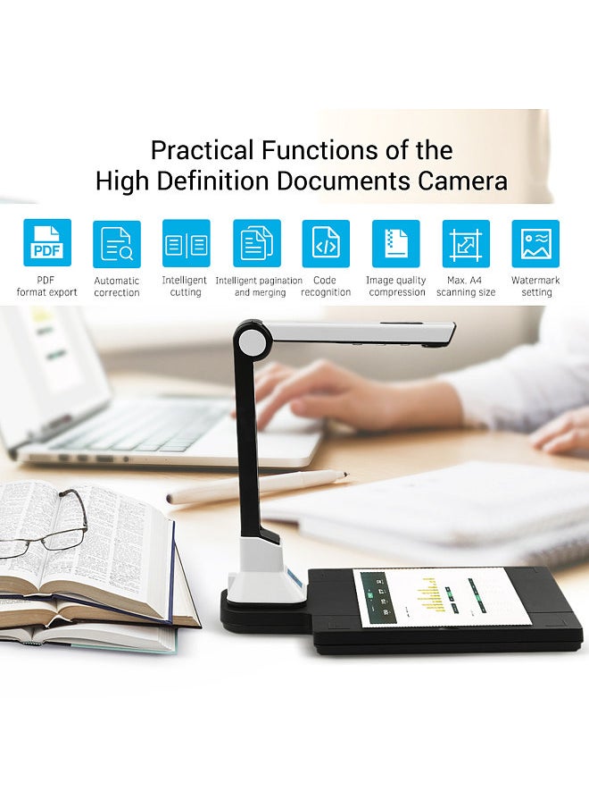 Generic - BK50 Portable 10 Mega-pixel High Definition Scanner Capture Size A4 Document Camera with Hard Plastic Plate for Card Passport File Documents Recognition Support 7 Languages - Image 1