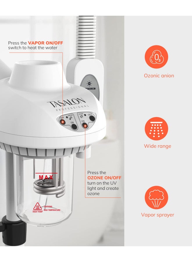 TASALON TASALON Professional 2 in 1 Facial Steamer with 5X Magnifying Foldable Arm, Ozone Mist Face Steamer Salon Spa Beauty Skin Care Equipment  - Image 3