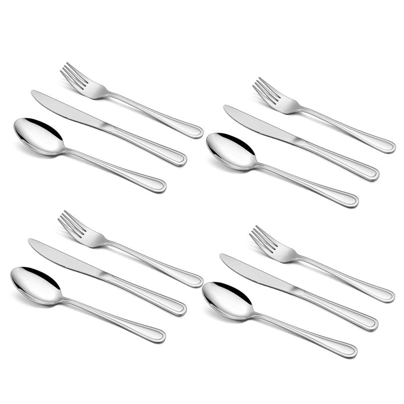 Joyfair 12Piece Kids Cutlery Set Stainless Steel Child Eating Utensils Set Medium Children Flatware Silverware Include 4 Forks 4 Spoons 4 Safe Knives Healthy  Reusable Dishwasher Safe