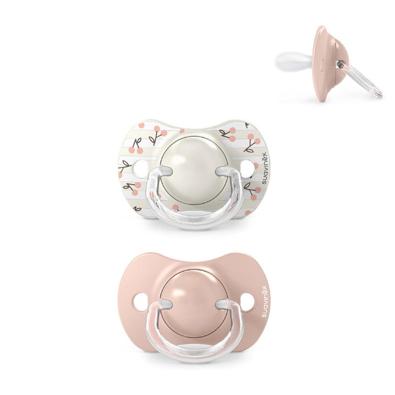 Suavinex, Pack of 2 Pacifiers for Babies 0/6 Months and Newborns, with Silicone Physiological Teat SX Pro Symmetrical, Flat and Flexible, Respects Oral Development, Birdies Pink - Image 1