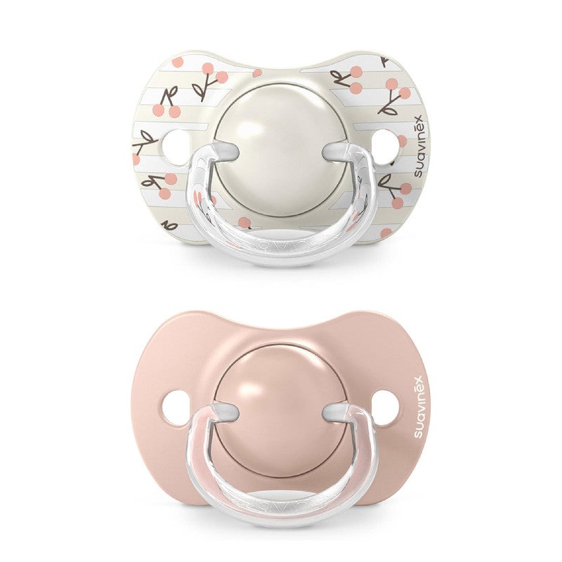 Suavinex, Pack of 2 Pacifiers for Babies 0/6 Months and Newborns, with Silicone Physiological Teat SX Pro Symmetrical, Flat and Flexible, Respects Oral Development, Birdies Pink - Image 2