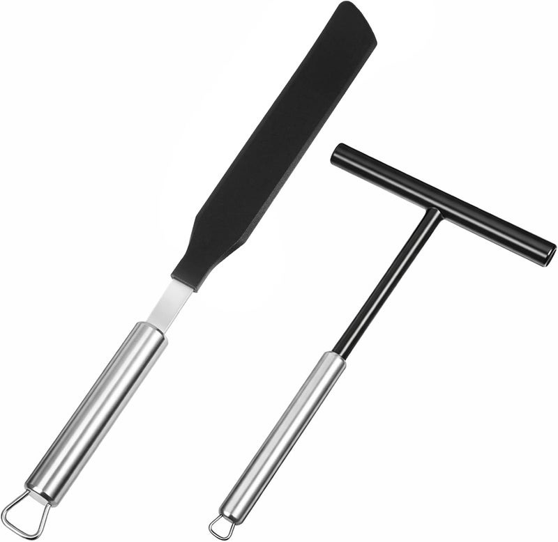 Psiriol 2Pcs Crepe Pan Maker Batter Spreader Spatula, Crepe Spreader and Spatula Set, Stainless Steel Crepe Spreader Tool, Cake Turner Kitchen Utensils With Hanging Hole - Image 1