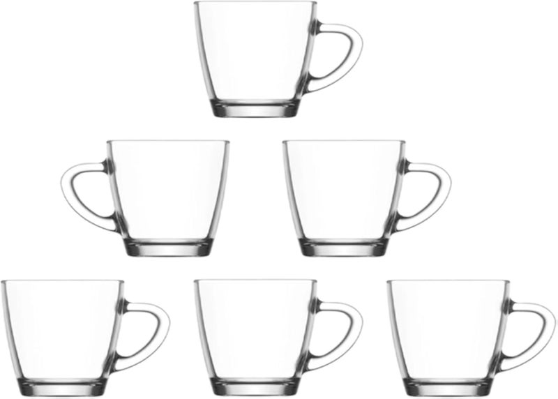 كوب زجاجي من لاف فيغا / 230 مل - 7.25 أونصة / 6 قطع / تصميم أنيق، علامة تجارية موثوقة، شكل جذاب للشاي والقهوة والكابتشينو وكمية متوسطة من العصائر والمشروبات المخفوقة والكوكتيلات