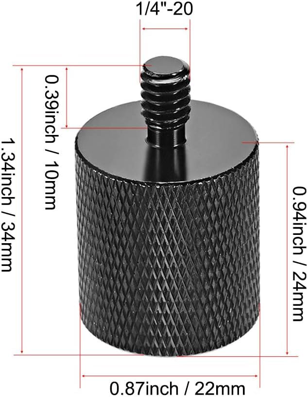SHOPEE Microphone Stand to Tripod Thread Screw Adapter. Converts Standard Mic Stand Thread (3/8" or 5/8") to Tripod Thread (1/4") - Image 4
