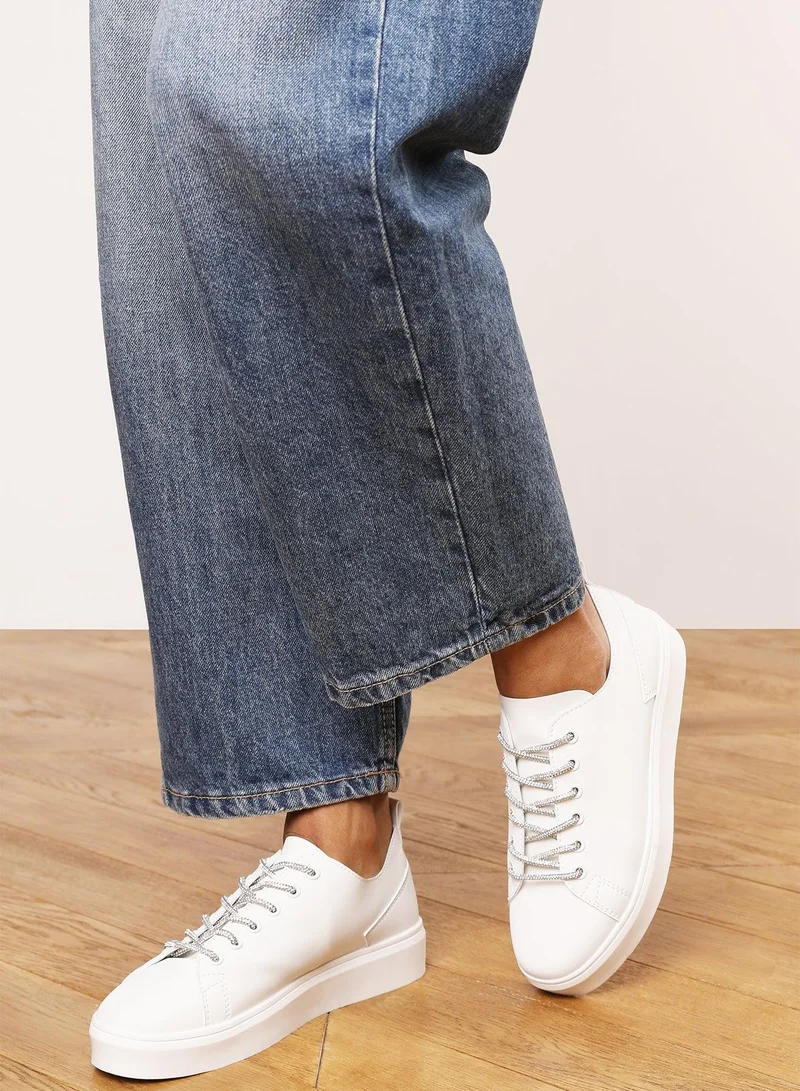 Where's That From 'Florina' Low Wedge Trainer with Lace up detail