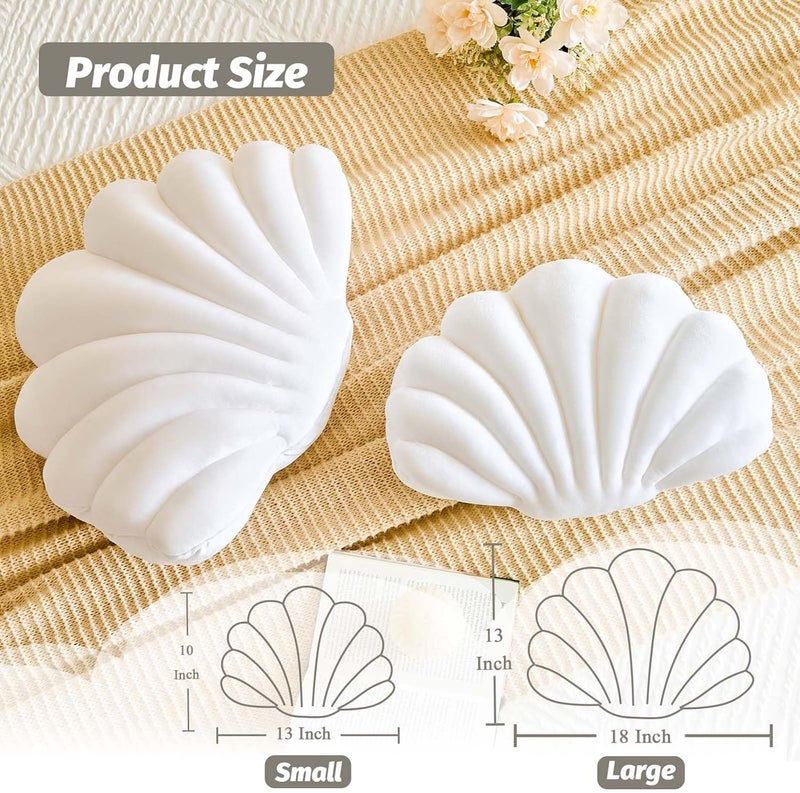 Lfsaaj White Seashell Throw Pillows, Shell Shaped Throw Pillows, 13 Inch Soft Velvet Home Decorative Pillow Plush Cushion for Bed Couch Living Sofa Room Decor Accent Throw Pillow - Image 2