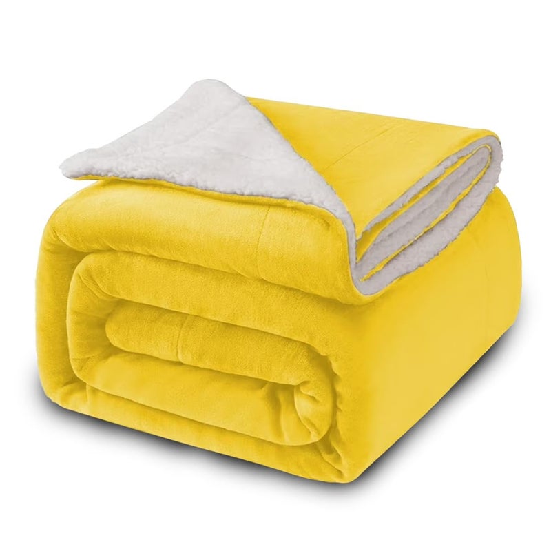 BUMTUM Super Soft New Born Baby Double Layer AC Blanket Wrapper Sheet for Baby Boys Baby Girls Lightweight Super Comfortable 130 x 105cm Yellow - Image 1