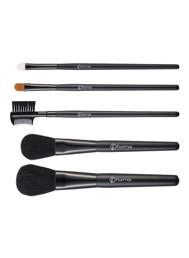 flormar 5-Piece Makeup Brush Set Black/Brown/White - Image 2