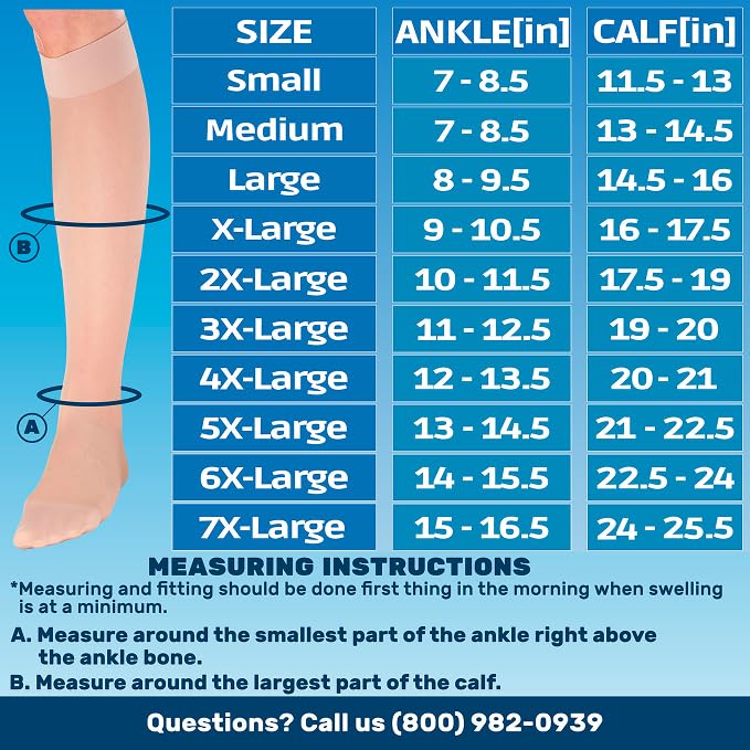 ABSOLUTE SUPPORT Sheer Compression Socks for Women 15-20 mmHg - Support Hose Knee High Stockings, Natural, Large - Image 2