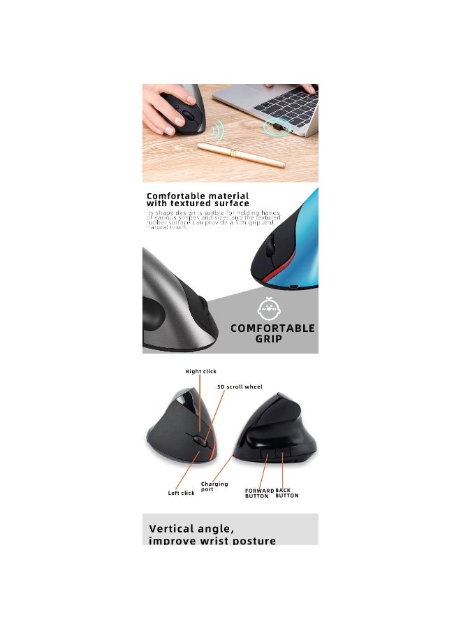 جيرتك ماوس JR321 عمودي قابل لإعادة الشحن لاسلكي - نقرات صامتة، مستشعر بصري بدقة 1600 نقطة في البوصة - Image 2