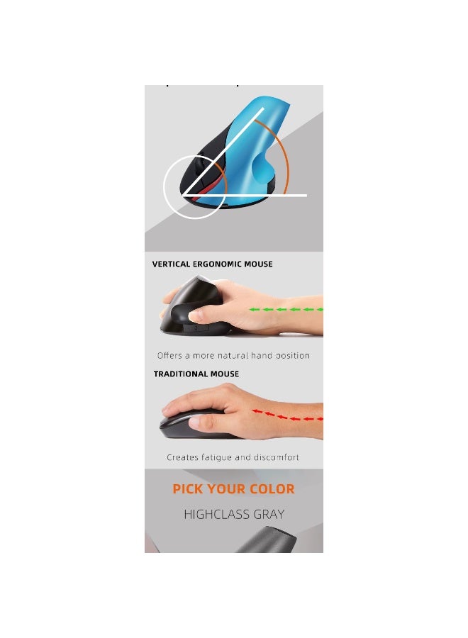 جيرتك ماوس JR321 عمودي قابل لإعادة الشحن لاسلكي - نقرات صامتة، مستشعر بصري بدقة 1600 نقطة في البوصة - Image 4