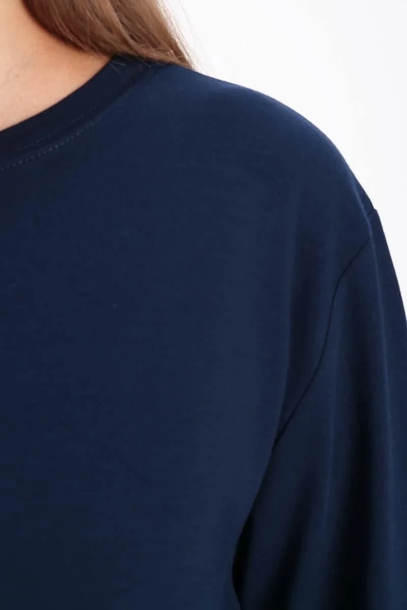 Allday Navy Blue-Long Sleeved Underwear Dress
