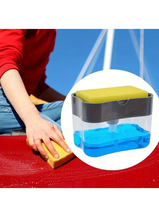 1Pc Dish Soap Dispenser and Sponge Holder Combo with One Sided Sponge Slot and Push Button Pump Random Color Compact Plastic Kitchen Organizer for Liquid Soap Dishwashing Sponges Storage Space Saving Countertop or Under Sink System - Image 5