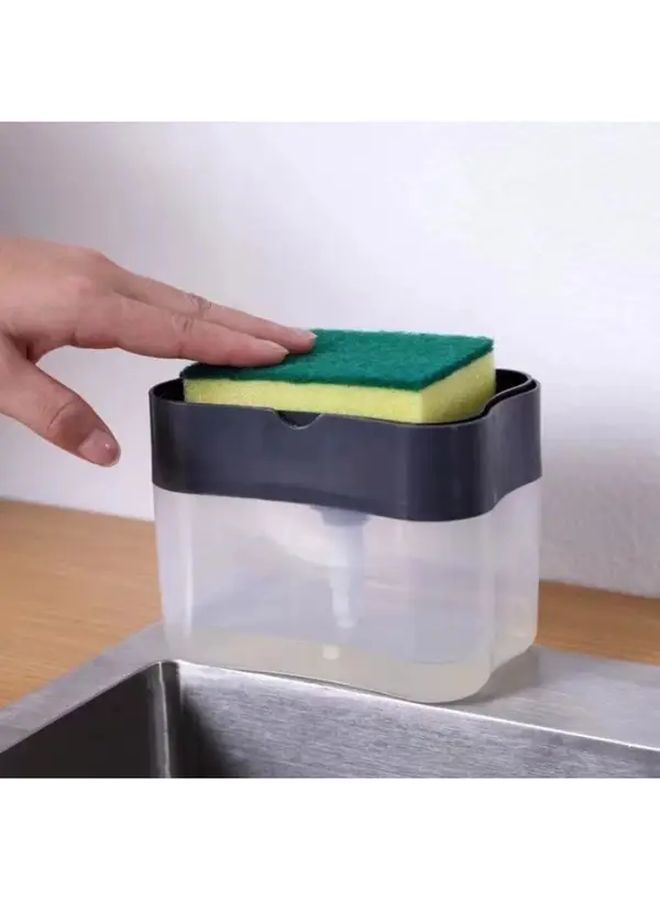 1Pc Dish Soap Dispenser and Sponge Holder Combo with One Sided Sponge Slot and Push Button Pump Random Color Compact Plastic Kitchen Organizer for Liquid Soap Dishwashing Sponges Storage Space Saving Countertop or Under Sink System - Image 2