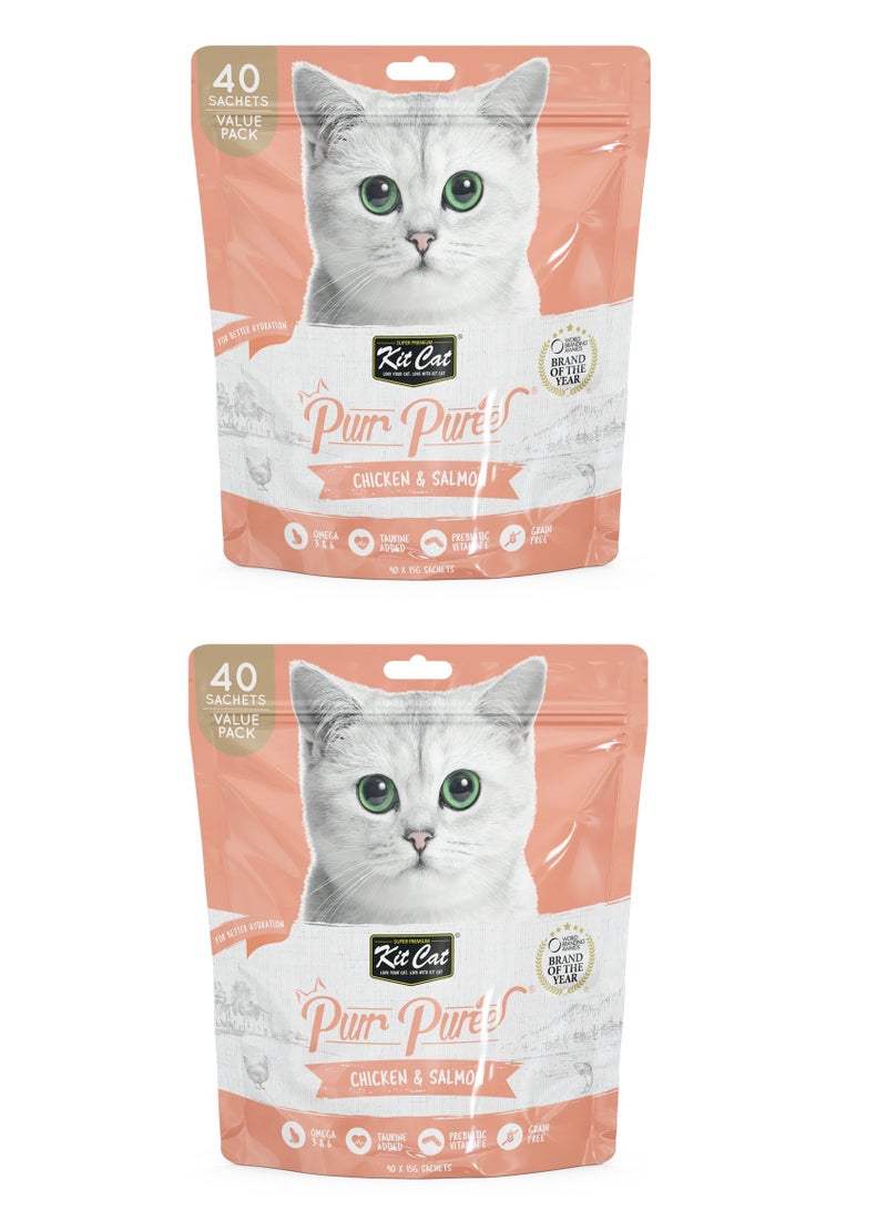 Kit Cat Purr Puree Chicken & Salmon (40 Sachets Value Pack x 2 ) - 2 pack - Image 1