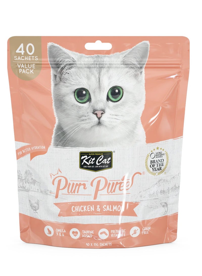 Kit Cat Purr Puree Chicken & Salmon (40 Sachets Value Pack x 2 ) - 2 pack - Image 2
