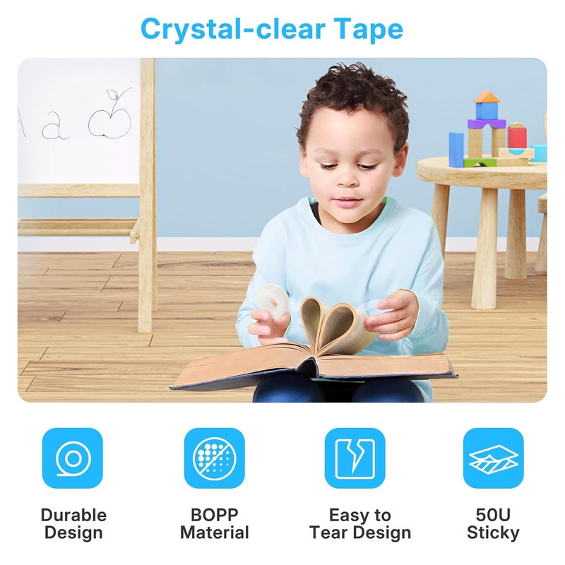 OWLKELA 20 Rolls Transparent Tape Refills, Clear Tape, All-Purpose Transparent Glossy Tape for Office, Home, School - Image 3